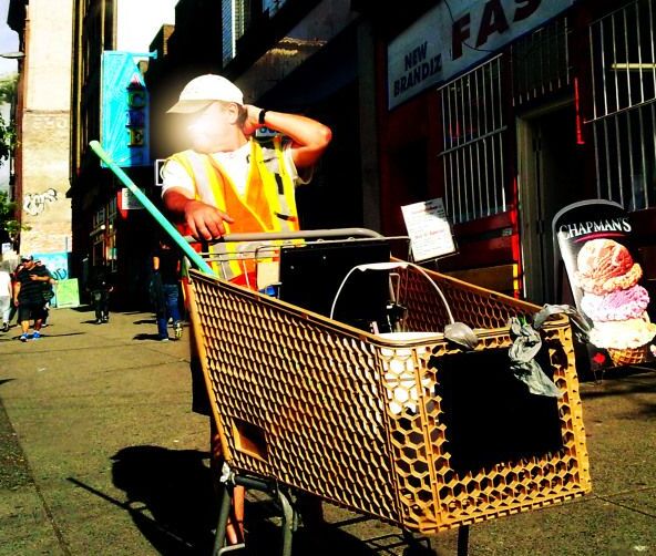 A community member at work in the Downtown Eastside.